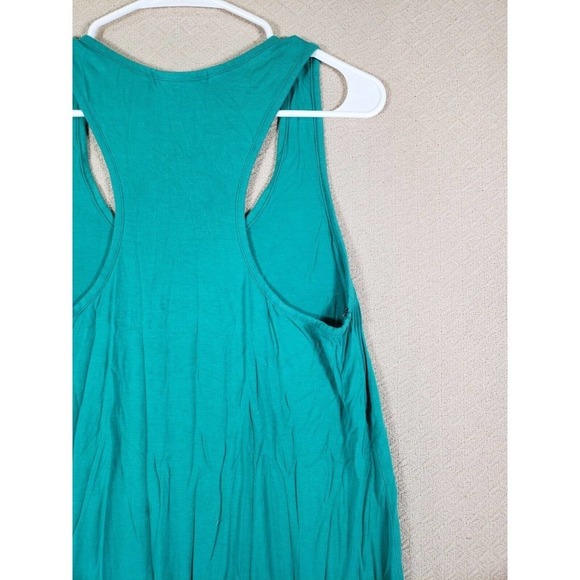 Forever 21 Dress Womens Medium M Scoop Neck Green Polyester Flowy Sleeveless - Picture 12 of 13